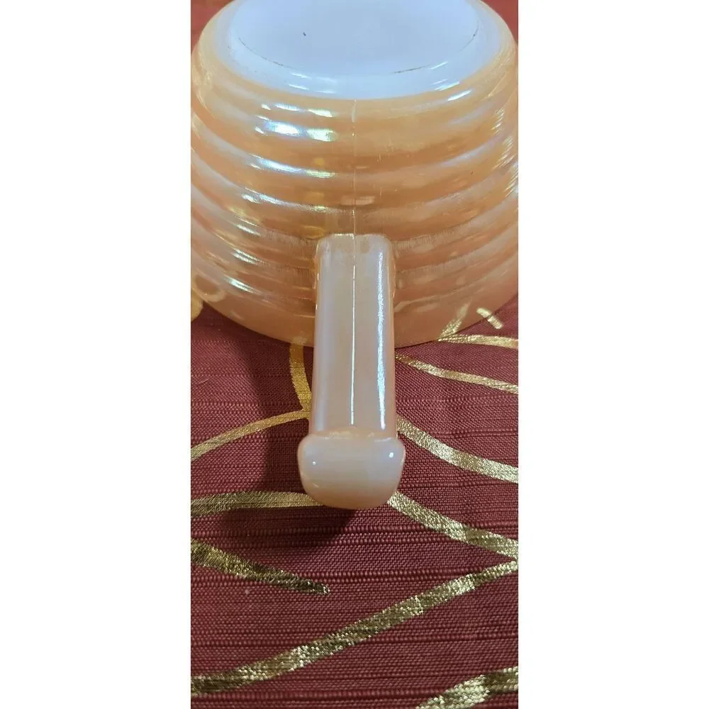 Vintage Fire King Peach Lustre Bee Hive soup bowls-2